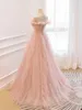 Sexy Prom Dresses A-line Sweetheart Design Organza Sleeveless Sequins Beaded Applicant Backless Lace Up Tulle Floor Length Custom Made Plus Size Robes