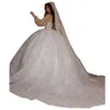 Sparkly 3D Lace Appliques Ball Gown Wedding Dresses Bride Gowns Princess Beaded Arabic Dubai Vestido De Novia 326 326