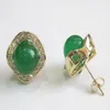 مجوهرات الأزياء الساحرة جميلة 8 مم خضراء اليشم الكريستال حلق المرأة
