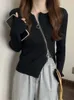 Chandails pour femmes Mode coréenne Gilet irrégulier Femmes Streetwear Filles Pull court Pull Zipper Design Slim Manches longues Couleurs de bonbons Écolières J220915
