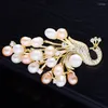 Brooches Fashion Peacock Freshwater Pearl Brooch High-end Creative Atmosphere Coat Wedding Corsage Accessories