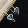 Boucles d'oreilles créoles Blue Love Full Of Zircon Sweet Cool Wind Big Circle Peach Heart C Femme