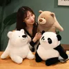 Vet schattige cartoonbeer panda pluche kussen speelgoed ldren knuffels panda witte beer pluche pop zacht slaperig kussen J220729