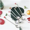 Christmas Decorations Christmas Decorations Spoon With Pendant Coffee Mixing Scoops Stirring Stainless Steel Box Set Ornaments Drop Dhsvo