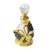 60 X Arab Metal Butterfly Glass Perfume Bottles Empty Decorative Fancy Golden Enamel Crystal Perfume Bottle Refillable 15ml