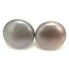 Boucles d'oreilles à tige en argent sterling 925, 13-15mm, gris argent, bouton naturel, perle