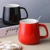 Mokken keramische koffiekop ontbijt eenvoudige melk met hendel paar cadeaubonische cadeau cups Nordic Style Bone China kantoor mok caneca