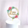 Andra festliga festförsörjningar Fashion Cake Decoration Card Insertion Accesories Love Acrylic Flower New Happy Ornament Wedding Sup Dheun