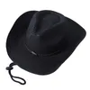 Berets Men Femmes Chapeau de paille Western Cowboy Sun Belt Ajustement Ajustement