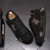 Luxe gouden lente casual schoenen sneakers heren sportstijl zwart lakleer glanzend plat student tieners trend gemengde kleuren