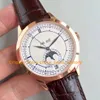 9 Style årliga kalenderklockor för män unisex 18k Rose Gold White Dial 38.5mm 5396R Cal.324 S QA LU 24 H km fabrik Mekanisk läderband