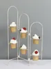 Ferramentas de Bakeware Retro White Dobring Paper Cup Bolo Stand Pravejada de sobremesas de ferro Decoração de decoração de casamento Push Push Bucket