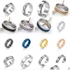 Band Rings Star Moon Titanium Steel Rotating Ring Stainless Steels Rings Drop Delivery Jewelry Dhgarden Dh1Lp