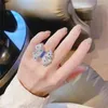 Anéis de casamento 2022 Trendy requintado Big Butterfly Bowknot com Bling Zircon Feminino Feminino Bridal Color