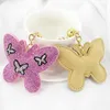 Keychains Trend Korean Velvet Rhinestone Butterfly Insect Keychain Pendant Tassel Bag Car Charm Flash Accessories