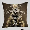 Cushion/Decorative Pillow Cushion/Decorative Pillow Merry Christmas Er Xmas Decorative Pillowcase Cotton Snowflake Print Cushion Liv Dhnck
