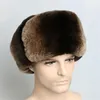 Boinas masculinas chapéus de inverno chapas de ouvido russo Chapéu de pele real da chinchilla natura