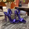 Sandały Aquazzura Satin Kryształ ozdobne Sandały na wysokim obcasie rhinestone-inkrustowany pasek szpula Obcasy Sky-high heel dla kobiet lato luksusowe buty projektowe party