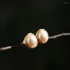 Stud Earrings Classic Handmade Natural 8mm Width Freshwater Pearls For Women Gift Gold Color Jewelry White/Pink/Purple