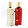 Christmas Decorations Novelty Knitting Sweater Wine Bottle Er Cute Soft Bottles Coat For Christmas Party Decorations Supplies Factor Dhgwy