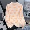 Suéteres de mujer EBAIHUI Amor con perlas Mujeres O-cuello Manga larga Jersey Suéter Primavera Otoño Estilo perezoso Neto Rojo Retro Jerseys de punto