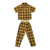 Stage Wear Hip Hop Clothing Children Boys Girls Teenager Yellow Plaid Shirt Tops Pants Jazz Dance Ballroom Dancing Performance Streetwear