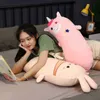 75125Cm Cartoon Animals Plush Pillow Stuffed Rabbit Unicorn Cow Teddy Bear Plush Toy Soft Back Bed Pillow ldren Girls Gift J220729