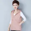 Gilets pour femmes 2022 Double couche femmes gilet printemps à capuche mode gilets en vrac dames mi-longueur sans manches veste 4XL E170