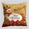 Cushion/Decorative Pillow Cushion/Decorative Pillow Merry Christmas Er Xmas Decorative Pillowcase Cotton Snowflake Print Cushion Liv Dhnck