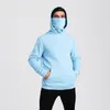 Hoodies masculinos caem e inverno solto de cor sólida máscara de manga comprida colarinho com capuz de gola alta Moda de moletom de tamanho grande