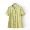 Women's Blouses Women Big Size Blouse Summer Solid O Neck Loose Baggy Tops Tunic Shirts Womens Button Short Sleeve Blusas Mujer