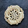 Pendentif Colliers Beau Et Mignon Vieux Jade Sculpté À La Main Chinois Chauve-Souris Rond