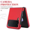 Sockt￤ta telefonfodral f￶r Samsung Galaxy Z Flip 4/3 Pure Color Litchi Grain Leather Protective Case