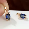 Hoop Earrings Red Blue Pink White Oval Stone Multicolor Zircon Charm Crystal Rose Gold Color Wedding For Women