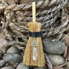 Pendant Necklaces Natural Stone Crystal Car Hanging Wicca Witch Mini Broom Pendants Pendulum Keychain Ornament Healing Energy Jewelry