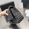 Bolsa CC 22FW Tweed Tassel Aba Dupla Bolsas Acolchoadas Designer de Luxo Bolsas Múltiplas Bolso Lã Ferragens de Metal Corrente de Couro Grande Capacidade Sacocolo Transversal de Ombro