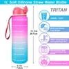 Other Kitchen Dining Bar Quifit 1L 32oz Water Bottle with Motivational Time Marker Straw A Free NonToxic Leak Proof Gym Outdoor Sports Drinking 221124