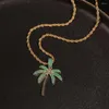 Pendant Necklaces Simple Fashion Jewelry Inlaid Zircon Coconut Tree Copper 18K Gold Hip Hop Necklace Nightclub Friend Gift