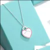 Arts And Crafts Pendant Necklaces Design Brand Enamel Heart Love Necklace Clavicle Red Blue Pink For Women Jewelry Gift Drop Deliver Dhjmy