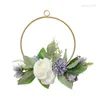 Decorative Flowers Geometric Iron Artificial Flower Wreath Handmade Garland For Door Wall Wedding