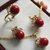 Charmiga smycken 10mm röd skal pärla örhänge ring hänge halsband