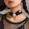 Choker Diezi Vintage Cool Halloween Party Black Ghost Velvet Necklace For Women Gothic Punk Wing Pendant Gift Jewelry