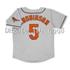 College Baseball draagt ​​Vintage 1995 1997 3 Harold Baines 8 Cal Ripken Jr. 5 Brooks Robinson 9 Brady Anderson 12 Roberto Alomar Retro Black White Gray Baseball