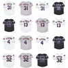 Le baseball universitaire porte le maillot de baseball Vintage 2000 Mike Piazza 13 Edgar Alfonzo 4 Robin Ventura 32 Mike Hampton White Grey Black Jerseys