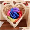 Party Favor Party Favor En Bois En Forme De Coeur Boîte Savon Fleur Saint Valentin Cadeau Creative Simation Sept Couleurs Roses Boîtes En Bois Cas Dhwf4