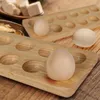 Storage Bottles 12 Cells Double Row Egg Container Modern Wooden Tray Holder Tool Refrigerator Rack Accessories