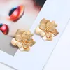 Dangle Earrings Peony Flower Alloy Electroplate Golden Women Personality Fashion Trend Inlaid Brick Piercing Vintage Jewelry