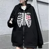 Men's Hoodies Oversized Skull Wing Evil Flame Unisex Cardigan Zipper Sweatshirt Men Women Jackets Coats Y2K Streetwear Hoodie Tops Punk