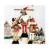 クリスマスの装飾クリスマス装飾格納式の人形飾りサンタクローススノーフレーク格子縞の格子布布窓飾りDHJ2I