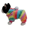 Färgmode 6 Rainbow Dog Apparel Puppy Hoodie Coat Coral Velvet Winter Warm Hooded Jumpsuit kläder för små hundar Katter söta tryck husdjur